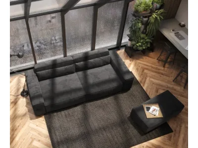 DELIFE Veľká pohovka Sirpio XL 270x130 cm mikrovlákno čierna s taburetom