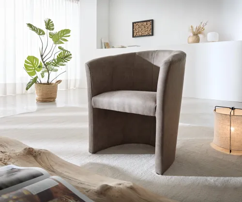 DELIFE Koktailové kreslo Pieder vintage taupe čalúnené vintage vzhľad
