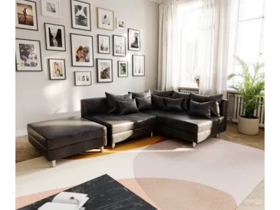 Detail produktu DELIFE Rohová pohovka Clovis antracitová vintage modulárny taburet ležadlo pravá