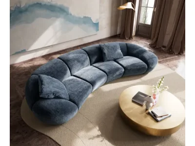 Detail produktu DELIFE Veľká pohovka Lunna 360x175 cm šenilka modrá 2 vankúše