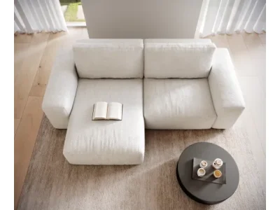 Detail produktu DELIFE Rohová pohovka Lanzo L 260x160 cm bouclé bielo-krémová ležadlo variabilné