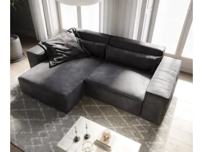 Detail produktu DELIFE Rohová pohovka Sirpio 230x155 cm imitácia kože vintage antracitová variabilné ležadlo