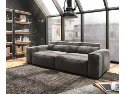 DELIFE Veľká pohovka Sirpio 230x95 cm mikrovlákno khaki-hnedá s taburetom