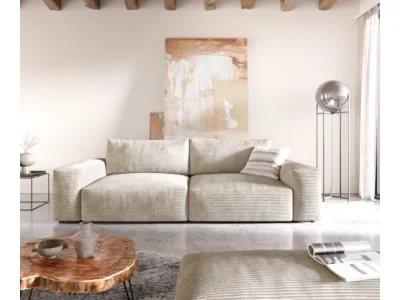 Detail produktu DELIFE Veľká pohovka Lanzo XL 270x130 cm manšester béžová s taburetom