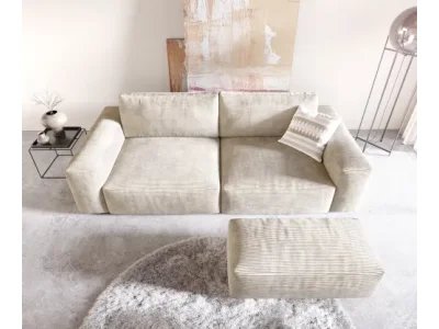 Detail produktu DELIFE Veľká pohovka Lanzo XL 270x130 cm manšester béžová s taburetom