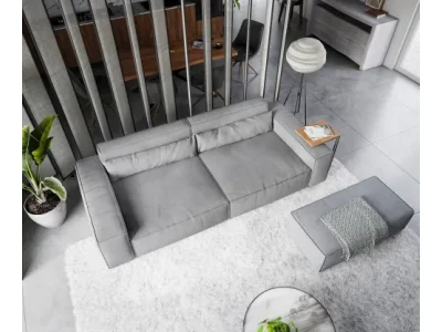 DELIFE Veľká pohovka Sirpio XL 270x130 cm mikrovlákno sivá s taburetom