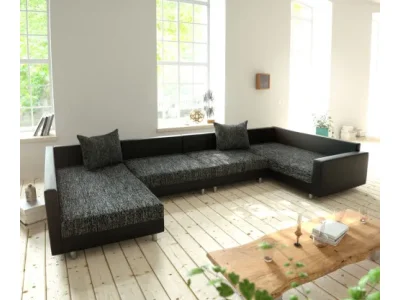 Detail produktu DELIFE Pohovka v tvare U Clovis XL čierna s opierkou modulárna