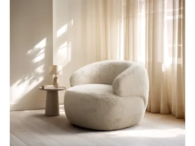 Detail produktu DELIFE Lounge kreslo Nova 88x88 cm plyšový manšester krémovo biela