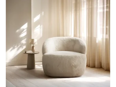 Detail produktu DELIFE Lounge kreslo Nova 88x88 cm plyšový manšester krémovo biela