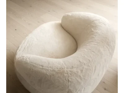 Detail produktu DELIFE Lounge kreslo Nova 88x88 cm plyšový manšester krémovo biela