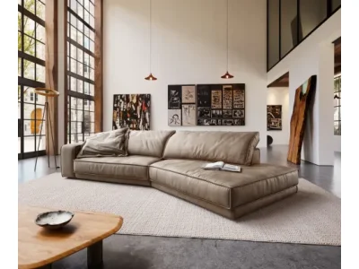 DELIFE Veľká pohovka Snoosh 400x150 cm mikrovlákno tmavobéžová vintage ležadlo pravá