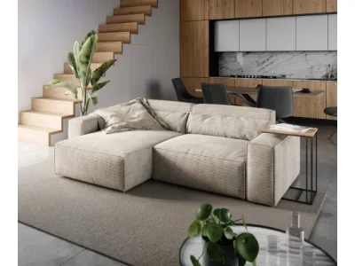 DELIFE Rohová pohovka Sirpio 230x155 cm manšester béžová variabilné ležadlo