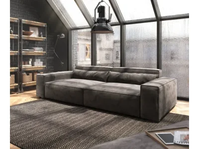 DELIFE Veľká pohovka Sirpio XL 270x130 cm mikrovlákno khaki-hnedá s taburetom