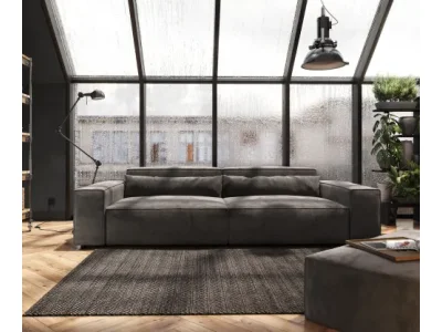 Detail produktu DELIFE Veľká pohovka Sirpio XL 270x130 cm mikrovlákno khaki-hnedá s taburetom