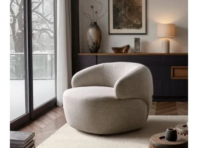 DELIFE Lounge kreslo Nova 88x88 cm tkanina mäkký béžová