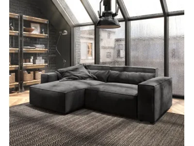 DELIFE Rohová pohovka Sirpio 230x155 cm mikrovlákno čierna variabilné ležadlo
