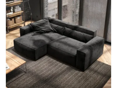 Detail produktu DELIFE Rohová pohovka Sirpio 230x155 cm mikrovlákno čierna variabilné ležadlo