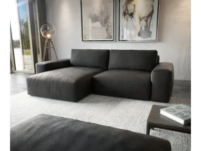 DELIFE Rohová pohovka Lanzo XL 270x180 cm imitácia kože vintage antracitová variabilné ležadlo s taburetom