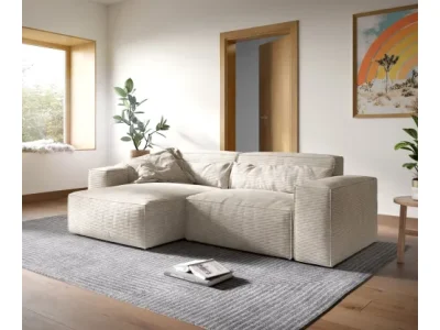 DELIFE Rohová pohovka Sirpio XL 270x170 cm manšester béžová variabilné ležadlo