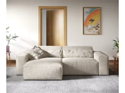 Detail produktu DELIFE Rohová pohovka Sirpio XL 270x170 cm manšester béžová variabilné ležadlo