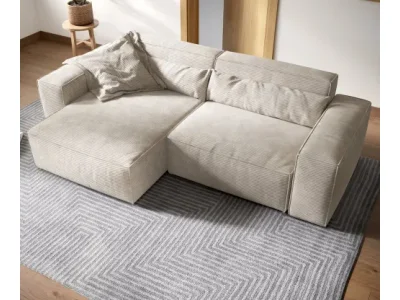 Detail produktu DELIFE Rohová pohovka Sirpio XL 270x170 cm manšester béžová variabilné ležadlo