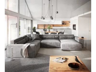 DELIFE Pohovka v tvare U Sirpio XL 360x260 cm mikrovlákno taupe ležadlo variabilné