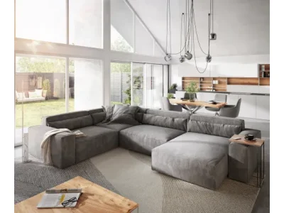 Detail produktu DELIFE Pohovka v tvare U Sirpio XL 360x260 cm mikrovlákno taupe ležadlo variabilné