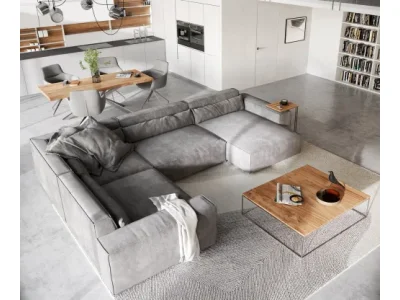 Detail produktu DELIFE Pohovka v tvare U Sirpio XL 360x260 cm mikrovlákno taupe ležadlo variabilné