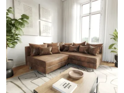 DELIFE Rohová pohovka Clovis hnedá vintage vzhľad ležadlo pravá modulárna pohovka