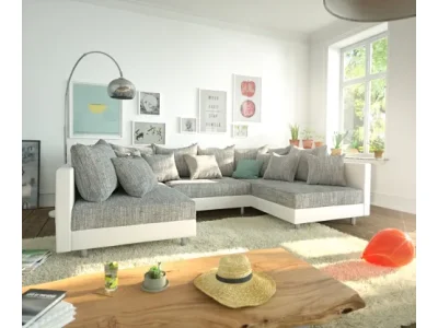 DELIFE Pohovka v tvare U Clovis biela svetlosivá modulárna pohovka