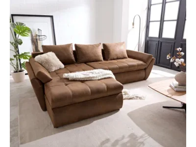 DELIFE Rohová pohovka Loana 275x185 cm hnedá s funkciou rozloženia