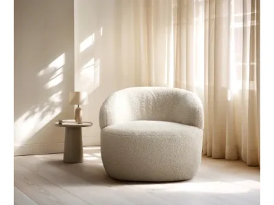 DELIFE Lounge kreslo Nova 88×88 cm barančekový potah béžová