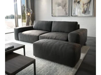 DELIFE Veľká pohovka Lanzo XL 270x130 cm imitácia kože vintage antracitová s taburetom