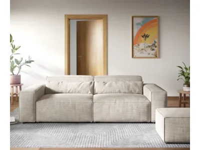 Detail produktu DELIFE Veľká pohovka Sirpio XL 270x130 cm manšester béžová s taburetom