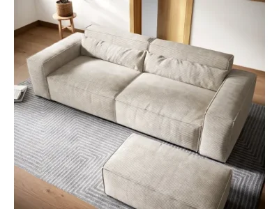 Detail produktu DELIFE Veľká pohovka Sirpio XL 270x130 cm manšester béžová s taburetom