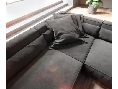 Detail produktu DELIFE Pohovka v tvare U Sirpio XL 360x260 cm mikrovlákno čierna ležadlo variabilné