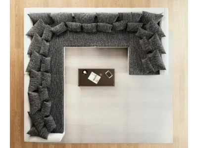 Detail produktu DELIFE Pohovka v tvare U Clovis XXL biela čierna ležadlo ľavé