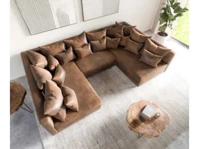 DELIFE Pohovka v tvare U Clovis hnedá vintage modulárna pohovka