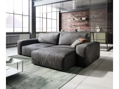DELIFE Rohová pohovka Lanzo 230x155 cm imitácia kože vintage antracitová variabilné ležadlo