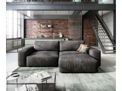 Detail produktu DELIFE Rohová pohovka Lanzo 230x155 cm imitácia kože vintage antracitová variabilné ležadlo