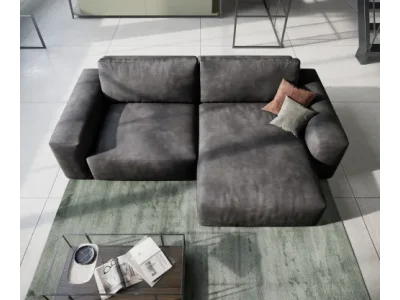 Detail produktu DELIFE Rohová pohovka Lanzo 230x155 cm imitácia kože vintage antracitová variabilné ležadlo
