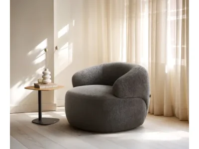 DELIFE Lounge kreslo Nova 88x88 cm bouclé mäkký tmavobéžová