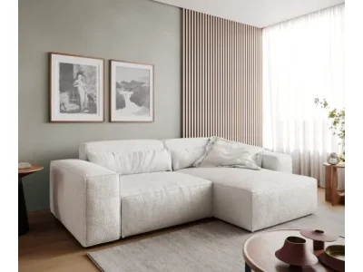 Detail produktu DELIFE Rohová pohovka Sirpio 230x155 cm bouclé krémovo bielo ležadlo variabilné