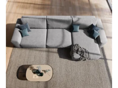 Detail produktu DELIFE Rohová pohovka Lanzo XL 380x180 cm mikrovlákno sivá variabilné ležadlo