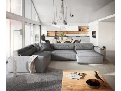 DELIFE Pohovka v tvare U Sirpio XL 360x260 cm mikrovlákno sivá ležadlo variabilné