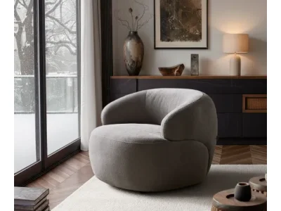 DELIFE Lounge kreslo Nova 88x88 cm štruktúrovaná látka mäkký sivá