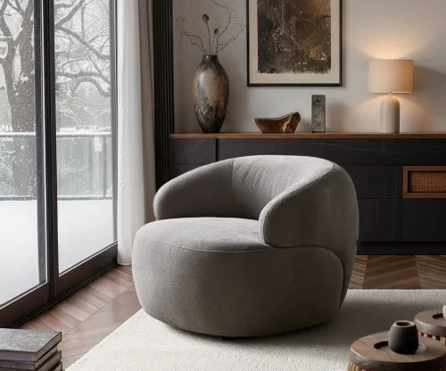 DELIFE Lounge kreslo Nova 88x88 cm štruktúrovaná látka mäkký sivá