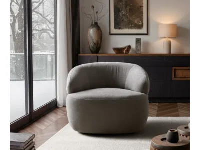 Detail produktu DELIFE Lounge kreslo Nova 88x88 cm štruktúrovaná látka mäkký sivá