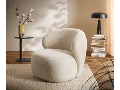 DELIFE Lounge kreslo Pulo 80x80 cm plyšový manšester krémovo biela