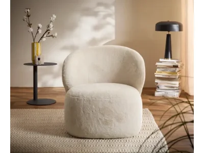 Detail produktu DELIFE Lounge kreslo Pulo 80x80 cm plyšový manšester krémovo biela